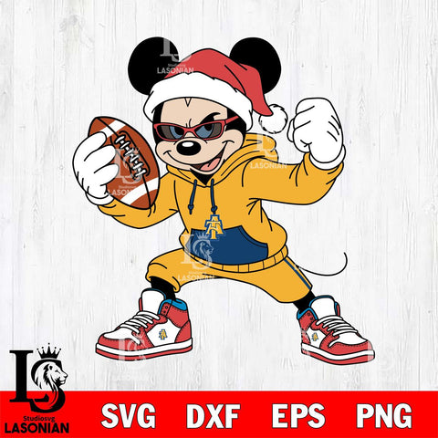 North Carolina A&T Mickey Cool Football Christmas File Cut, NCAA SVG DXF EPS PNG FILE, Digital Download , Criucut , Silhouette