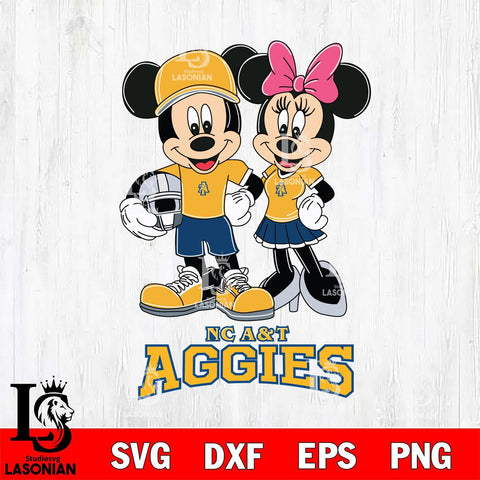 North Carolina A&T Mickey Minnie Mouse Helmet Svg Eps Dxf Png File, NCAA svg , File Cut , Digital Download , Instant Download, Cut Svg Files