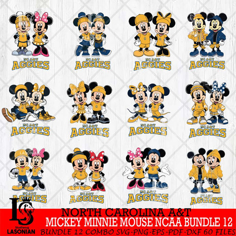 North Carolina A&T Mickey Minnie Mouse NCAA Bundle 12 Svg Eps Dxf Png File, Bundle NCAA svg , File Cut , Digital Download , Instant Download, Cut Svg Files