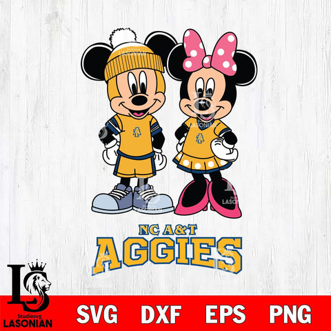 North Carolina A&T Mickey Minnie Mouse Pink Svg Eps Dxf Png File, NCAA svg , File Cut , Digital Download , Instant Download, Cut Svg Files