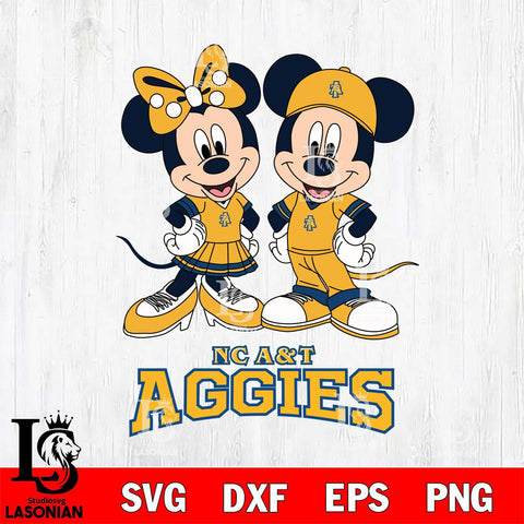 North Carolina A&T Mickey Minnie Mouse rugby ball Svg Eps Dxf Png File, NCAA svg , File Cut , Digital Download , Instant Download, Cut Svg Files