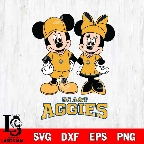 North Carolina A&T Mickey Minnie Rugby Svg Eps Dxf Png File, NCAA svg , File Cut , Digital Download , Instant Download, Cut Svg Files