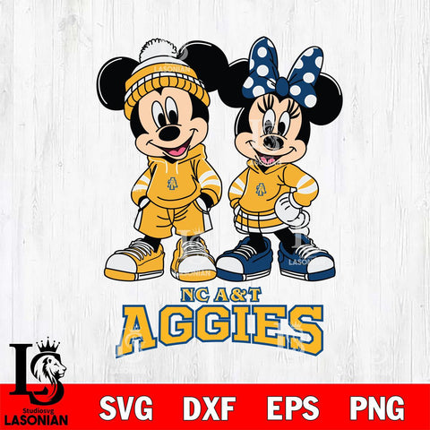 North Carolina A&T Mickey Minnie Rugby Hoodie Svg Eps Dxf Png File, NCAA svg , File Cut , Digital Download , Instant Download, Cut Svg Files