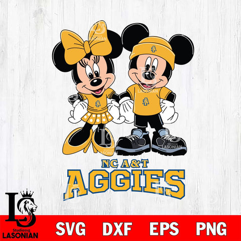 North Carolina A&T Mickey Minnie Rugby ball Svg Eps Dxf Png File, NCAA svg , File Cut , Digital Download , Instant Download, Cut Svg Files