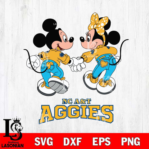 North Carolina A&T Mickey Minnie Valentine Rugby Svg Eps Dxf Png File, Digital Download ,Instant Download, Cricut File
