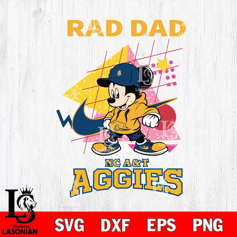 North Carolina A&T Mickey Mouse Rad Dad SVG DXF EPS PNG FILE, NCAA File Cut,Digital Download,Instant Download