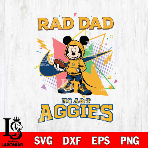 North Carolina A&T Mickey Wearing Hoodie Rad Dad SVG DXF EPS PNG FILE, NCAA File Cut,Digital Download,Instant Download