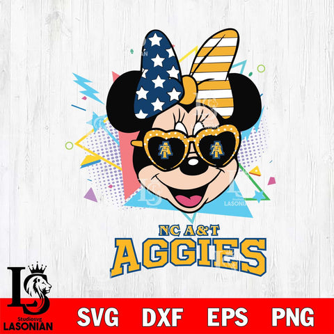 North Carolina A&T Minnie Mouse Love Sport SVG DXF EPS PNG FILE, NCAA File Cut,Digital Download,Instant Download
