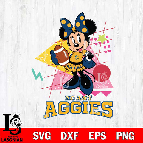 North Carolina A&T Minnie Mouse Sport SVG DXF EPS PNG FILE, NCAA File Cut,Digital Download,Instant Download