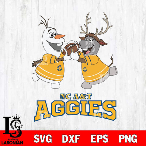 North Carolina A&T Olaf & Sven Football Cricut,Christmas SVG DXF EPS PNG FILE, NCAA Digital Download,Instant Download, Silhouette