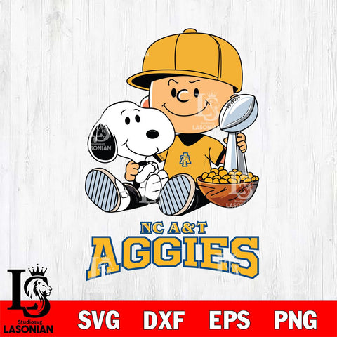 North Carolina A&T Peanuts Snoopy Champion football SVG DXF EPS PNG FILE,Snoopy File Cut, NCAA Digital Download,Instant Download,Christmas Silhouette
