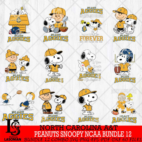 North Carolina A&T Peanuts Snoopy Player NCAA Bundle 12 SVG DXF EPS PNG FILE,Snoopy File Cut, bundle NCAA Digital Download,Instant Download, Silhouette
