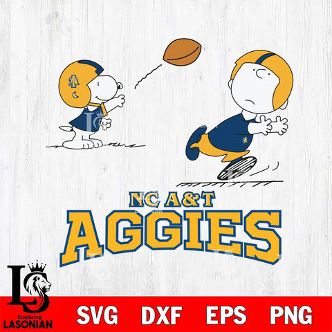 North Carolina A&T Peanuts play football SVG DXF EPS PNG FILE,Snoopy File Cut, NCAA Digital Download,Instant Download,Christmas Silhouette