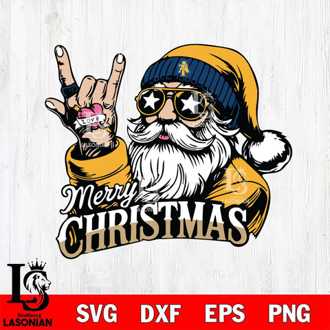 North Carolina A&T Rock Santa Claus Football Svg dxf eps png pdf file,NCAA svg,Digital Download,Cricut file
