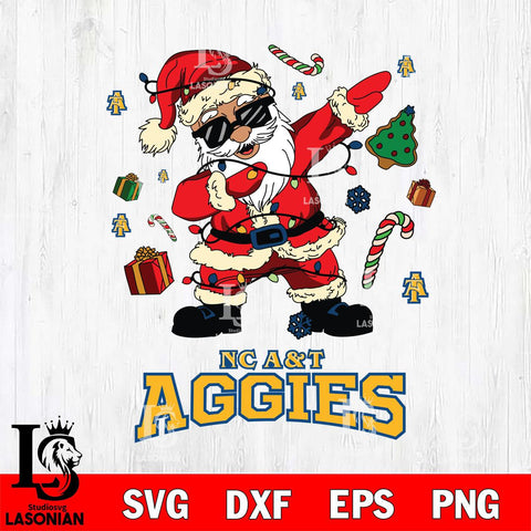 North Carolina A&T Santa Claus Football Svg dxf eps png pdf file,NCAA svg,Digital Download,Cricut file