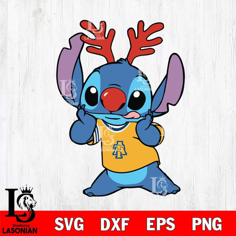 North Carolina A&T Stitch Reindeer Svg Eps Dxf Png File, Digital Download, Instant Download