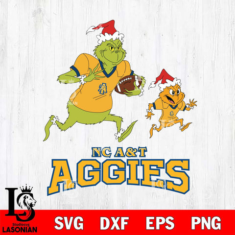 North Carolina A&T The Grinch & Max Football Cricut,Christmas SVG DXF EPS PNG FILE, NCAA Digital Download,Instant Download, Silhouette