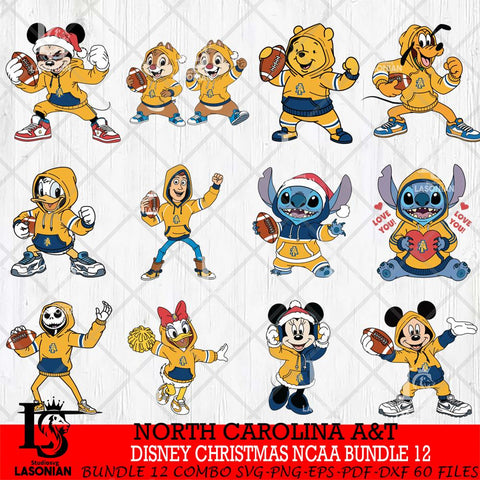 North Carolina A&T  Disney christmas NCAA Bundle File Cut, Bundle NCAA SVG DXF EPS PNG FILE, Digital Download , Criucut , Silhouette