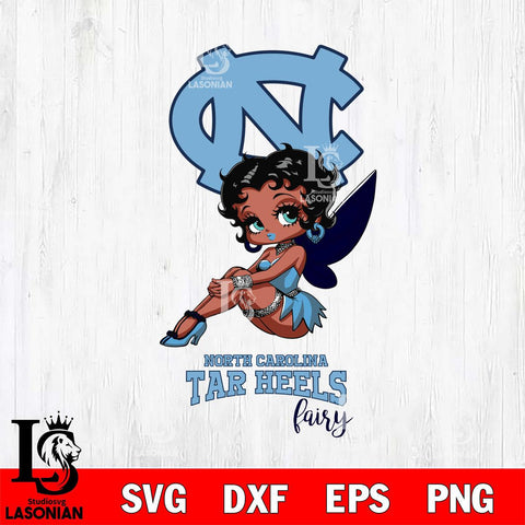 North Carolina Tar Heels Beauty Black Fairy Betty Boop, Svg Eps Dxf Png File, Digital Download
