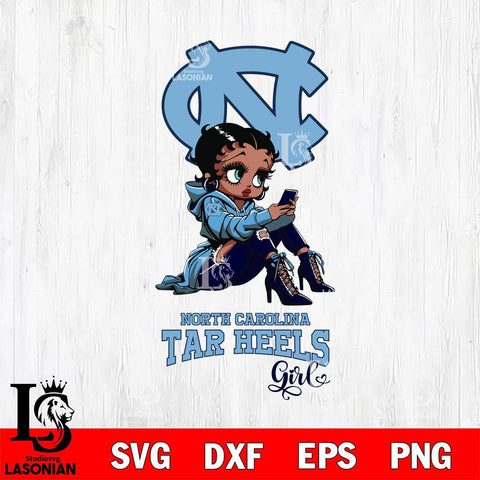 North Carolina Tar Heels Beauty Black Fan Girl Football, Svg Eps Dxf Png File, Digital Download