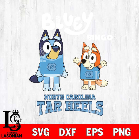 North Carolina Tar Heels Bluey & Bingo 4 Svg Eps Dxf Png File, NCAA svg, Digital Download, Instant Download