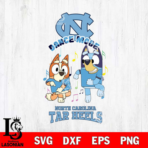 North Carolina Tar Heels Bluey Bingo Dance Mode Svg Eps Dxf Png File, NCAA svg, Digital Download, Instant Download