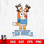 North Carolina Tar Heels Bluey Chilli Christmas Deer Svg Eps Dxf Png File, Digital Download