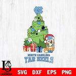 North Carolina Tar Heels Bluey Chilli Christmas Tree Svg Eps Dxf Png File, Digital Download