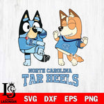 North Carolina Tar Heels Bluey Chilli Sport Svg Eps Dxf Png File, Digital Download, Instant Download