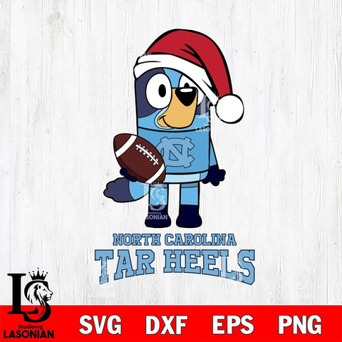 North Carolina Tar Heels Bluey Christmas Svg Eps Dxf Png File, Digital Download