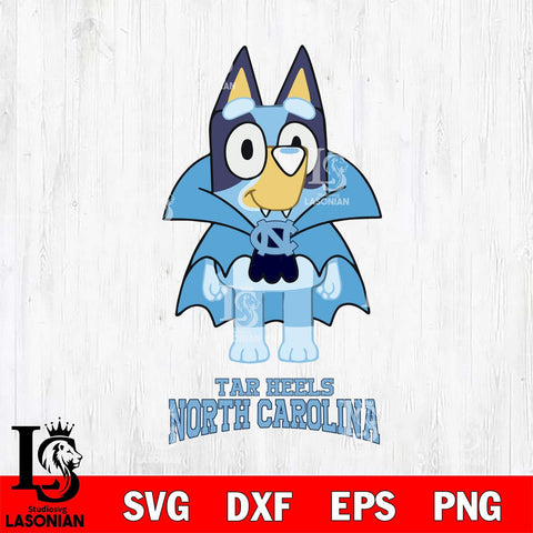 North Carolina Tar Heels Bluey Dracula Halloween Svg Eps Dxf Png File, Digital Download, Instant Download