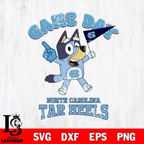 North Carolina Tar Heels Bluey Game Day Svg Eps Dxf Png File, Digital Download, Instant Download