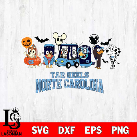 North Carolina Tar Heels Bluey Halloween Svg Eps Dxf Png File, Digital Download, Instant Download
