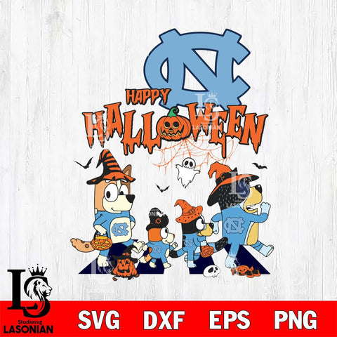 North Carolina Tar Heels Bluey Halloween Family Svg Eps Dxf Png File, Digital Download, Instant Download