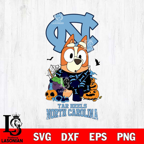 North Carolina Tar Heels Bluey Halloween NCAA Svg Eps Dxf Png File, Digital Download, Instant Download