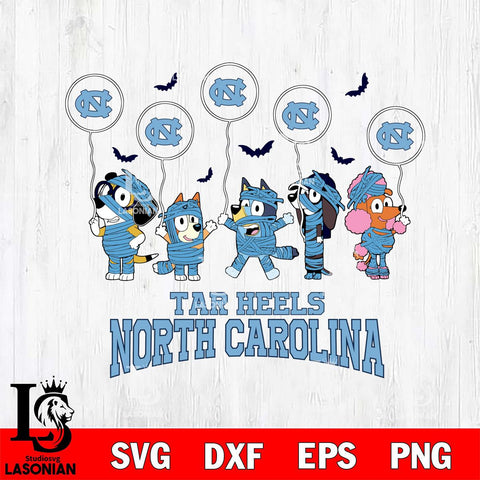North Carolina Tar Heels Bluey Halloween Spooky Svg Eps Dxf Png File, Digital Download, Instant Download