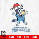 North Carolina Tar Heels Bluey Happy Christmas Svg Eps Dxf Png File, Digital Download