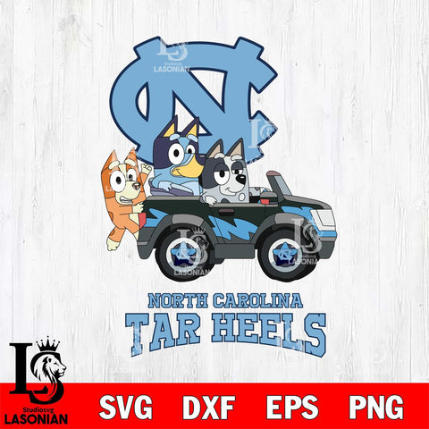 North Carolina Tar Heels Bluey friends car Svg Eps Dxf Png File, NCAA svg, Digital Download, Instant Download