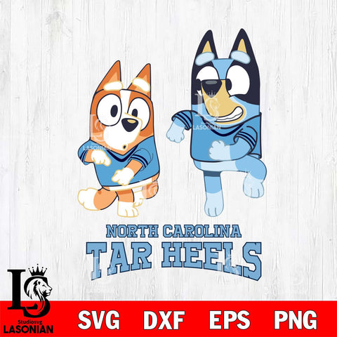 North Carolina Tar Heels Bluey with Chilli Dance Svg Eps Dxf Png File, Digital Download, Instant Download