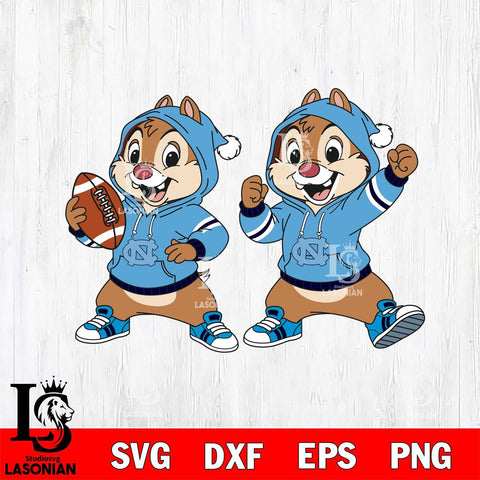North Carolina Tar Heels Chip và Dale Football File Cut, NCAA SVG DXF EPS PNG FILE, Digital Download , Criucut , Silhouette