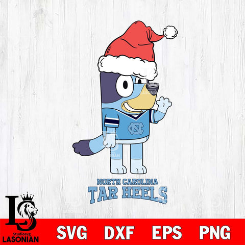 North Carolina Tar Heels Christmas Bluey Say Hi Cut Files,Bluey Cricut,Christmas Svg , Bluey svg , Digital Download, dxf eps png pdf file