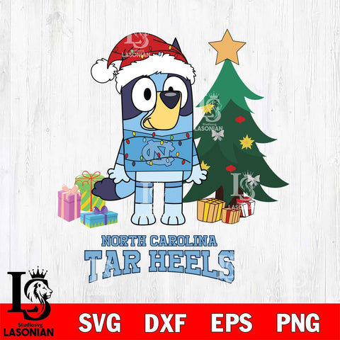 North Carolina Tar Heels Christmas Bluey Tree Sport Cut Files,Bluey Cricut,Christmas Svg , Bluey svg , Digital Download, dxf eps png pdf file