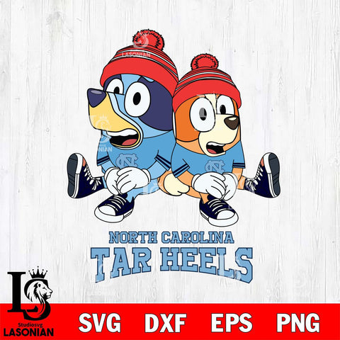 North Carolina Tar Heels Christmas Bluey & Bingo Sit Cut Files,Bluey Cricut,Christmas Svg , Bluey svg , Digital Download, dxf eps png pdf file