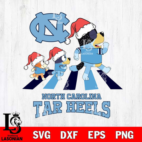 North Carolina Tar Heels Christmas Family Bluey Walking Cut Files,Bluey Cricut,Christmas Svg , Bluey svg , Digital Download, dxf eps png pdf file