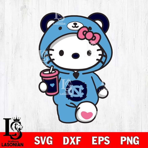North Carolina Tar Heels Cute Hello Kitty Svg Eps Dxf Png File, Digital Download, Instant Download