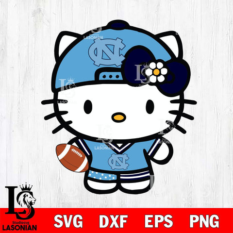 North Carolina Tar Heels Cute Hello Kitty Football 10 Svg Eps Dxf Png File, NCAA svg, Digital Download, Instant Download
