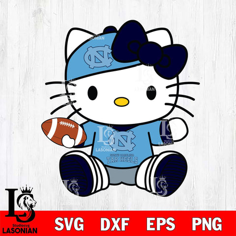 North Carolina Tar Heels Cute Hello Kitty Football 11 Svg Eps Dxf Png File, NCAA svg, Digital Download, Instant Download