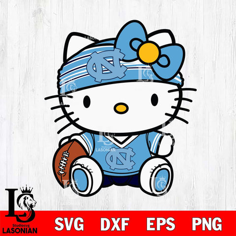 North Carolina Tar Heels Cute Hello Kitty Football 12 Svg Eps Dxf Png File, NCAA svg, Digital Download, Instant Download