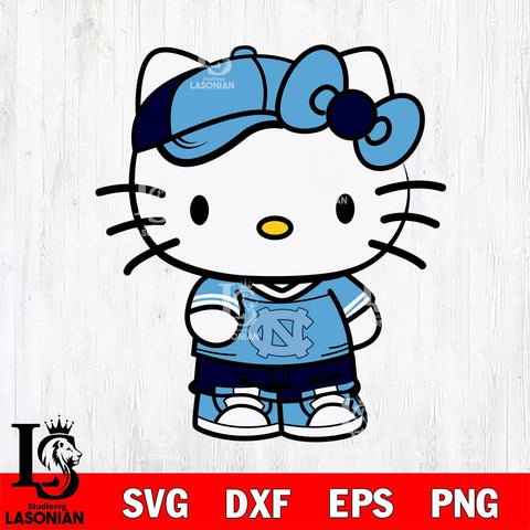 North Carolina Tar Heels Cute Hello Kitty Football 2 Svg Eps Dxf Png File, NCAA svg, Digital Download, Instant Download