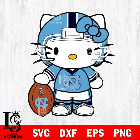 North Carolina Tar Heels Cute Hello Kitty Football 3 Svg Eps Dxf Png File, NCAA svg, Digital Download, Instant Download